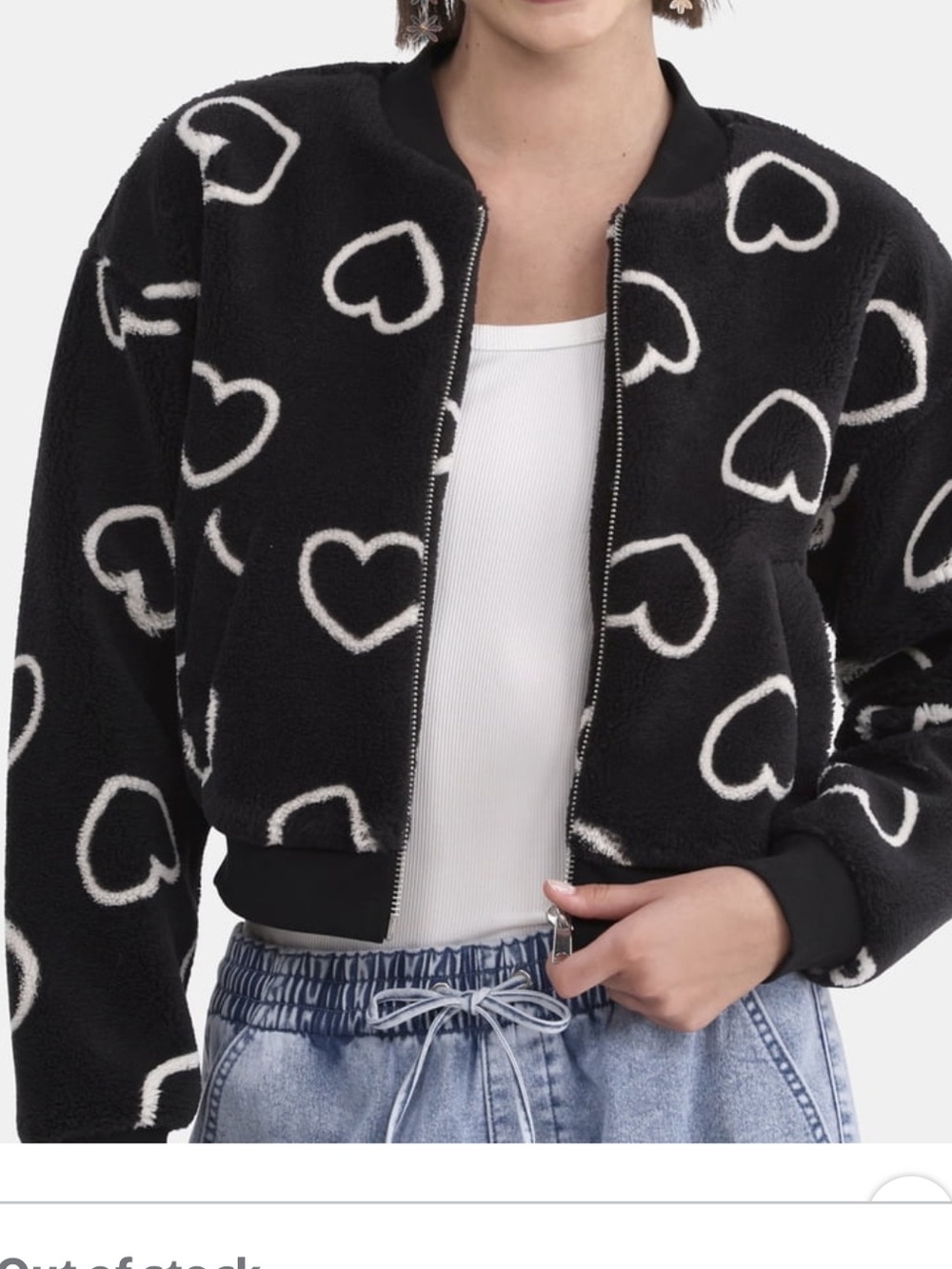 BRAND NEW No Boundaries Plush Bomber Heart Jacket Size XS NWT